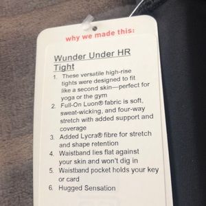 Lululemon wunder under hr size 6